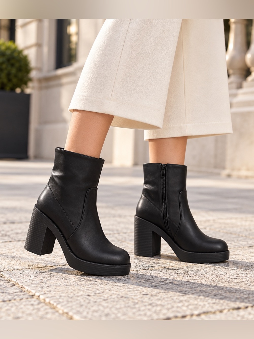 MIA McKenna Black Platform Ankle Boots, Size 7, New With Box